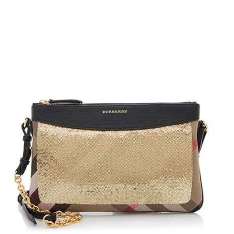 Burberry Peyton House Check Sequin Bridle Crossbody